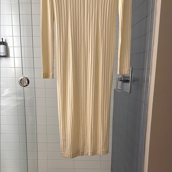 Samsoe Samsoe Jenari Ribbed Knit Eggnog Long Sleeve Sheath Dress Size Large - Picture 10 of 15